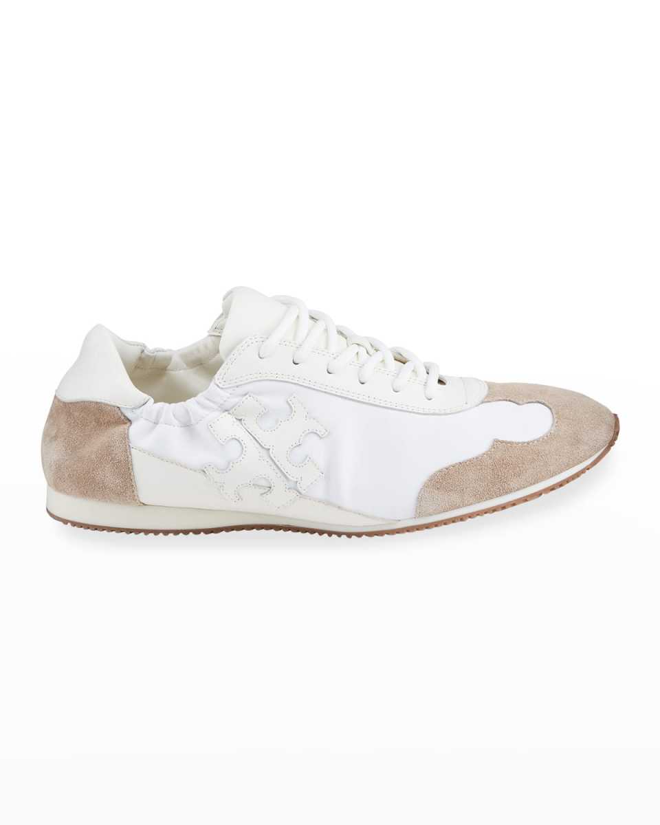 Tory Bicolor Mixed Leather Trainer Sneakers